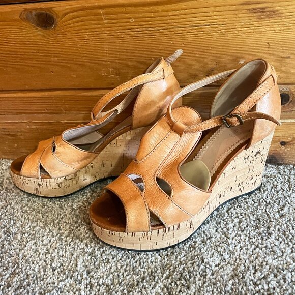 Chloe Leather Cork Wedge Size 40.5 /USA 10.5 - Picture 2 of 7